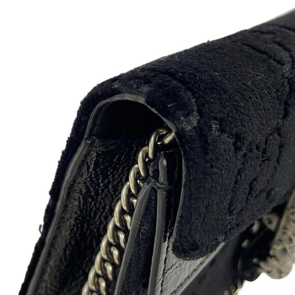 Auth GUCCI Duonisos,GG Pattern 476432 Black Velour Patent Leather - Shoulder Bag - Picture 10 of 16